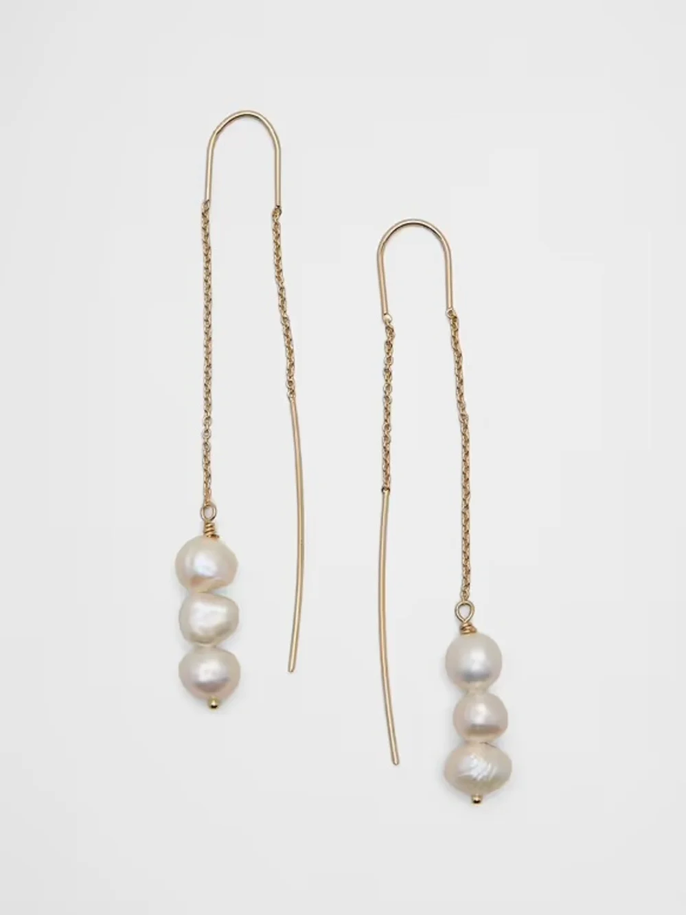 NMOT Gold Pearl Drop Threader Earrings